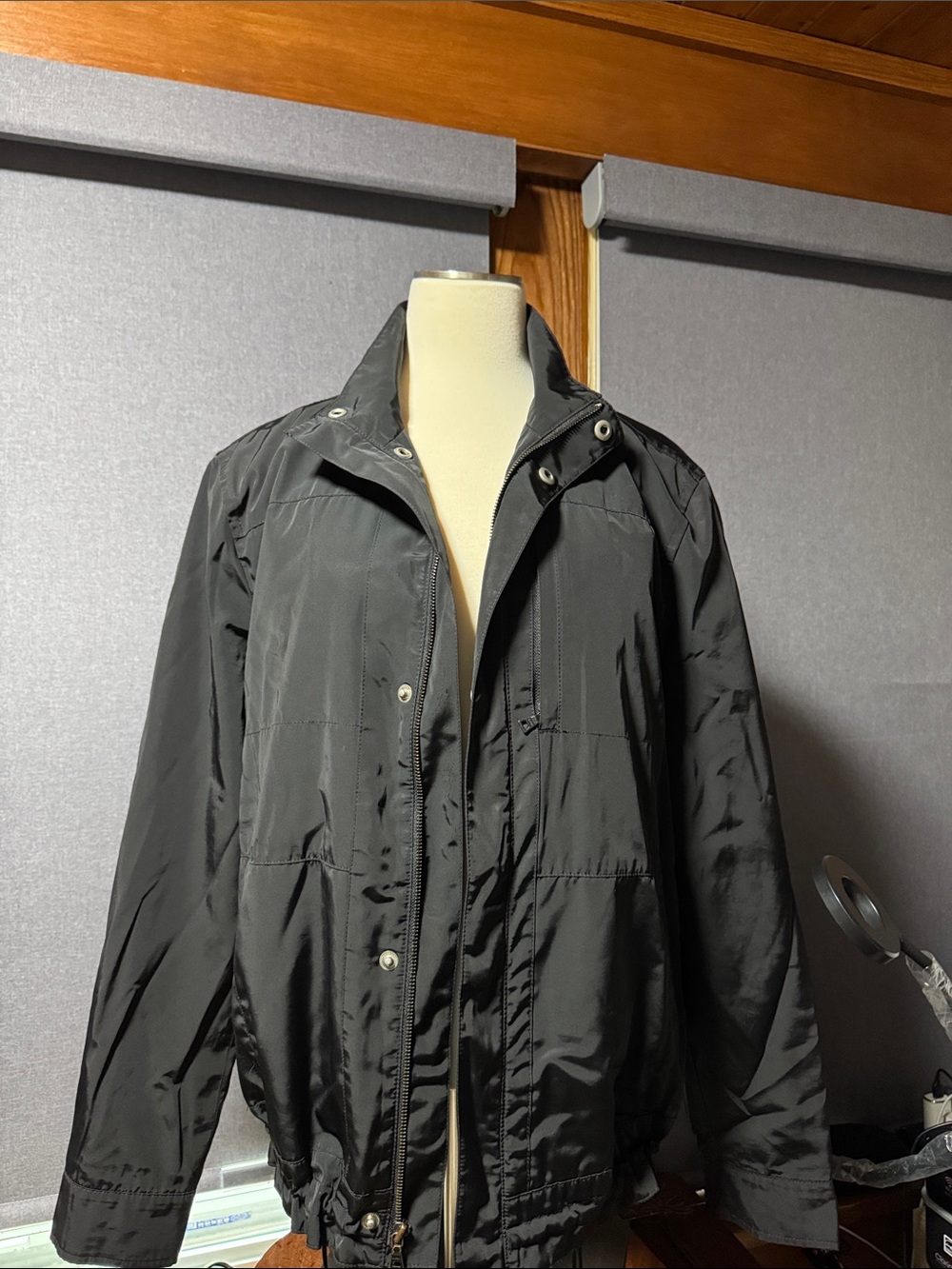 Alfani Black Lightweight Zip-Front rain/wind Jacket